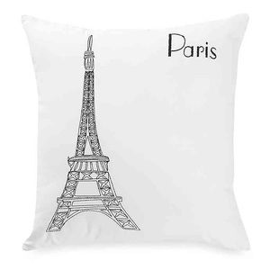 Passport Postcard Paris Square Throw Pillow